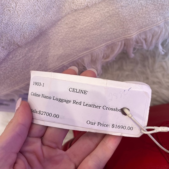 Celine nano luggage red leather crossbody - Picture 6 of 8